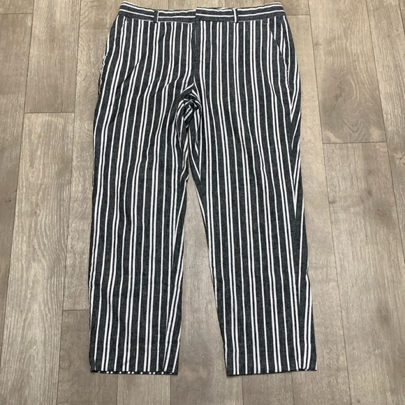 Womens Banana‎ Republic Avery Linen Blend Striped Stretch Crop Pantsp - Picture 1 of 5